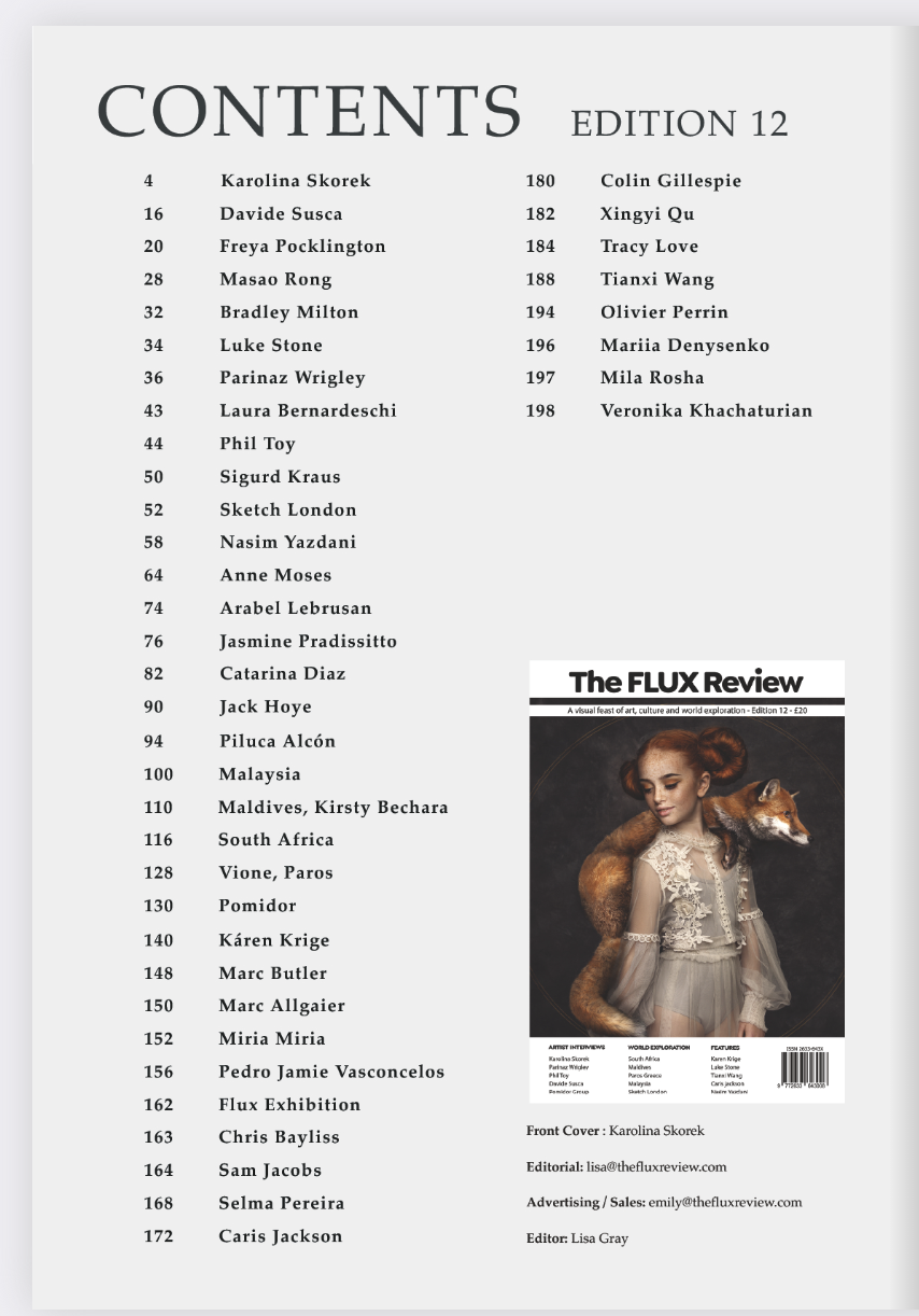 Nasim Yazdani Featured in The FLUX Review, Edition 12, Contents